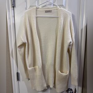 Active USA Cream Open Front Knit Cardigan w/ Pockets | Size Small